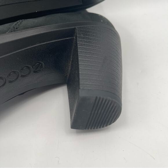 ECCO Boots Black Heeled Leather Nubuck Pull On Elastic Ankle Comfort SZ38(7/7.5) - Picture 8 of 12